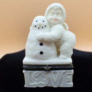 Vintage DEPT. 56 Snow Babies w/ Snowman Trinket Box- I LOVE YOU.